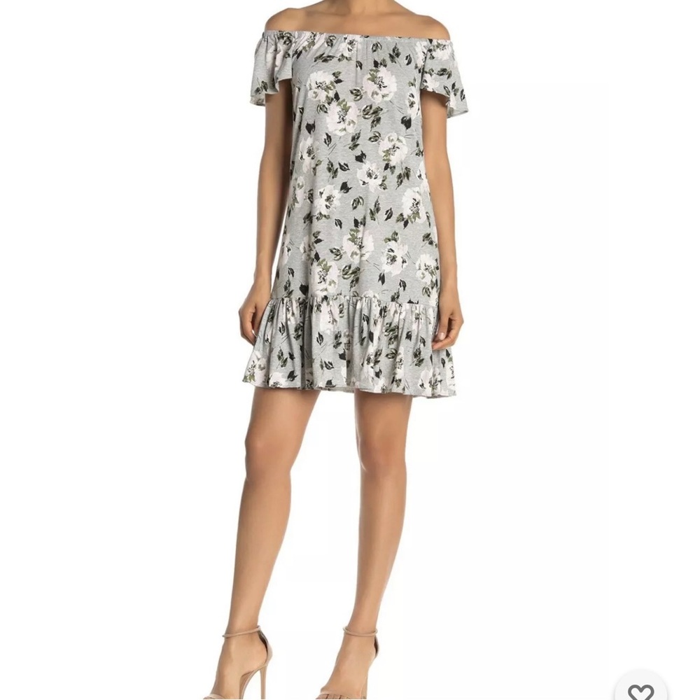 Rebecca Taylor Floral Off-Shoulder Ruffle Dress